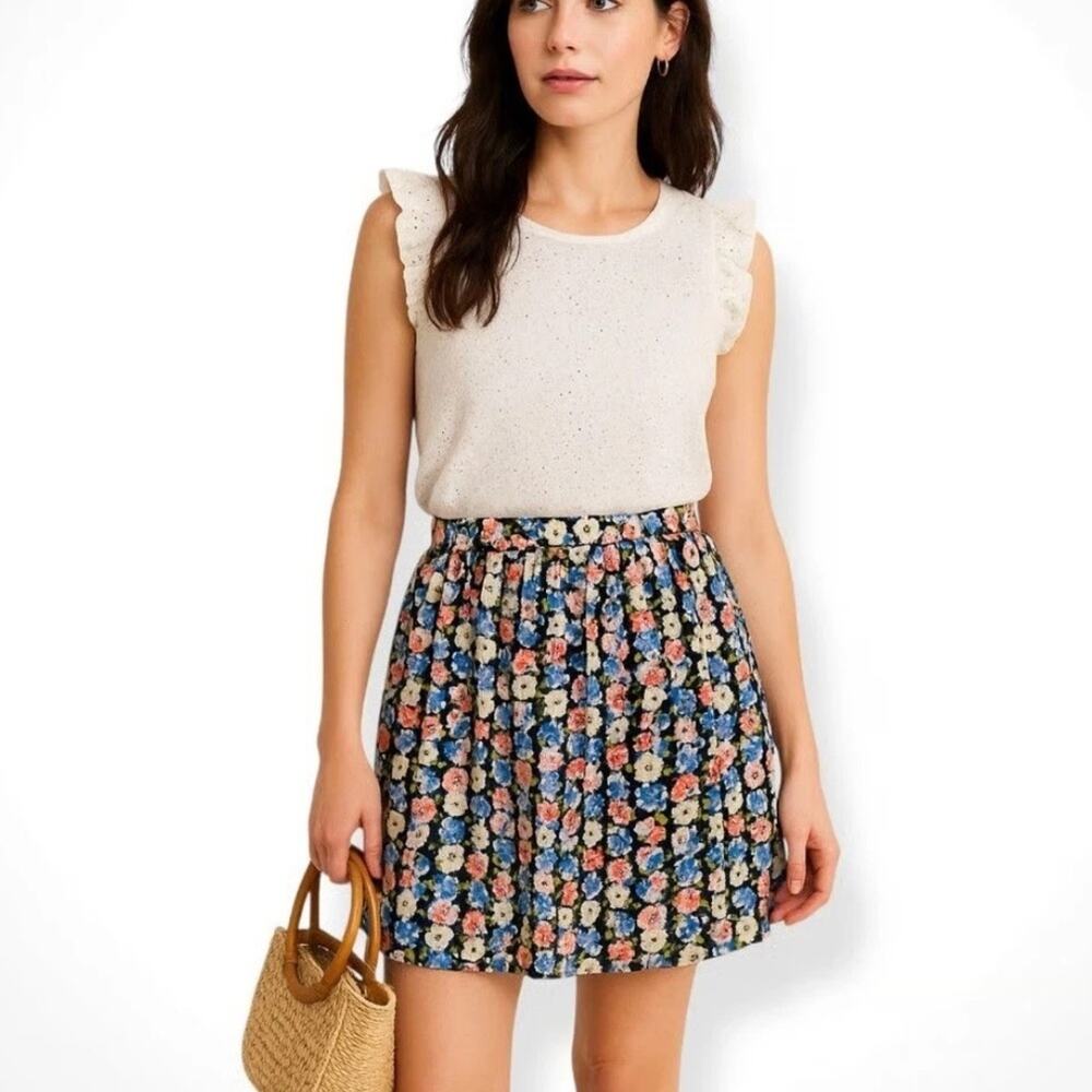 J Crew Mercantile Pleated Chiffon Floral Skirt Sz 10